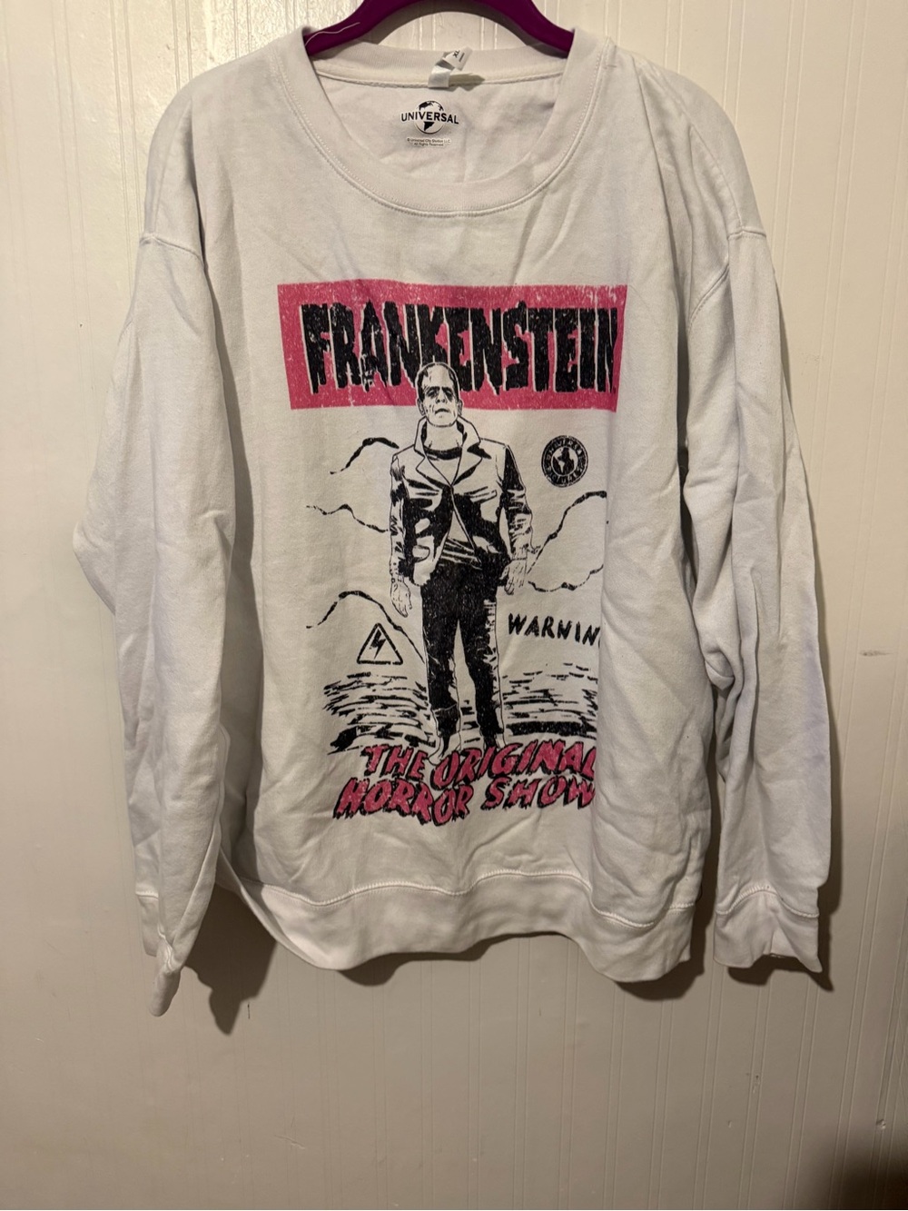 Universal Monsters "Frankenstein" Graphic Crewneck Sweatshirt - White XL